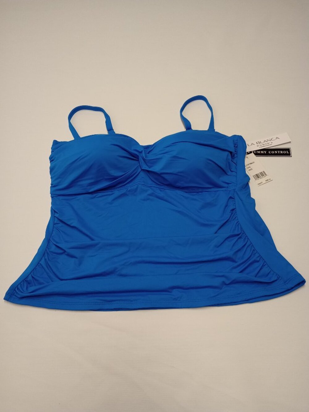 NWT La Blanca Tummy Control Blue Tankini Top 18W with Padded Cups